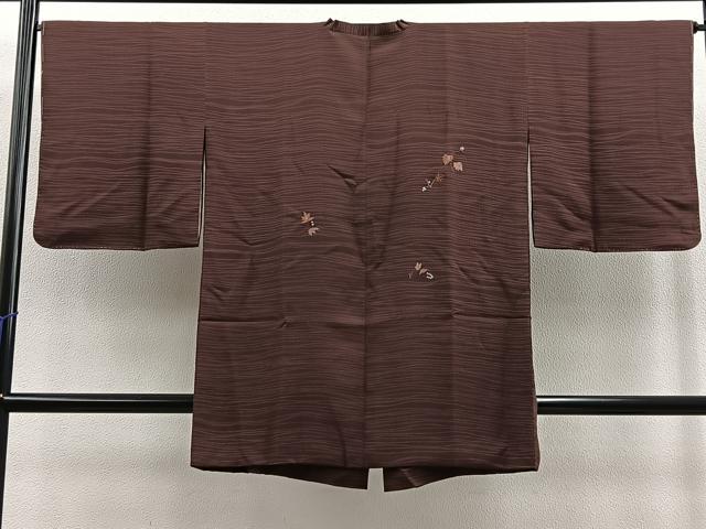 平和屋着物∞道行コート ロング丈 総刺繍 枝葉文 正絹 逸品 未使用 BAAT8970gt