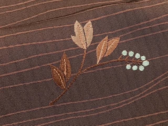 平和屋着物∞道行コート ロング丈 総刺繍 枝葉文 正絹 逸品 未使用 BAAT8970gt