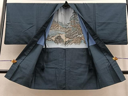 平和屋着物∞男性 長羽織 本場大島紬 100亀甲 総詰め 正絹 逸品 BAAT8982gt