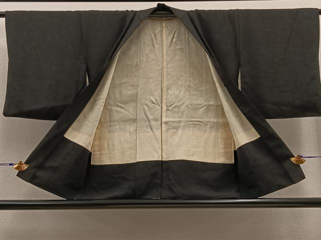平和屋着物∞羽織　絞り　菊　黒地　正絹　逸品　BAAT8983gt