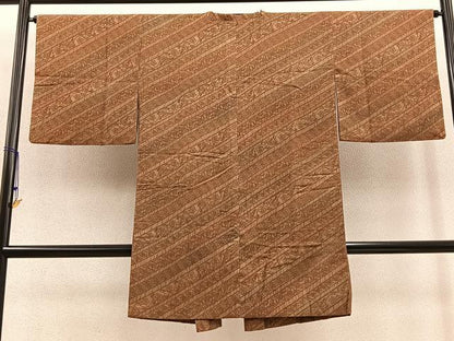 平和屋着物∞道行コート ロング丈 ふくれ織 更紗花文 暈し染め 正絹 逸品 BAAT8989gt