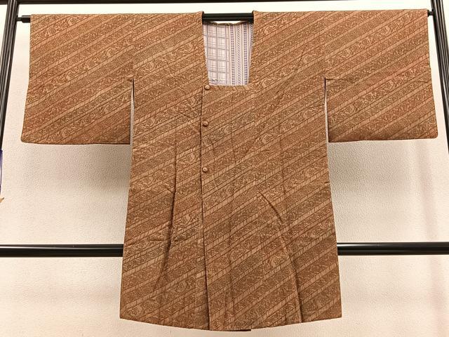 平和屋着物∞道行コート ロング丈 ふくれ織 更紗花文 暈し染め 正絹 逸品 BAAT8989gt