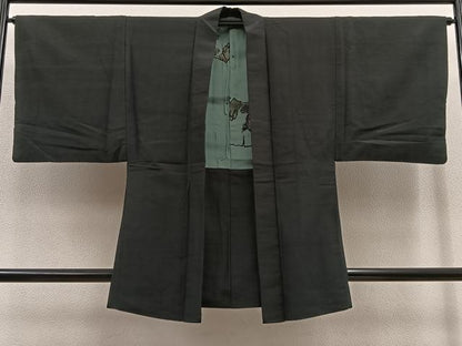 平和屋着物∞男性　羽織　紬　蝋色　正絹　逸品　BAAT8992gt