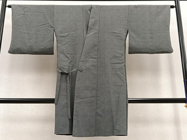 平和屋着物＃道中着　江戸小紋　ロング丈　リバーシブル　鮫小紋　黒地　洗える着物　BAAT8999gt