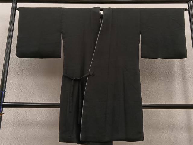 平和屋着物＃道中着　江戸小紋　ロング丈　リバーシブル　鮫小紋　黒地　洗える着物　BAAT8999gt