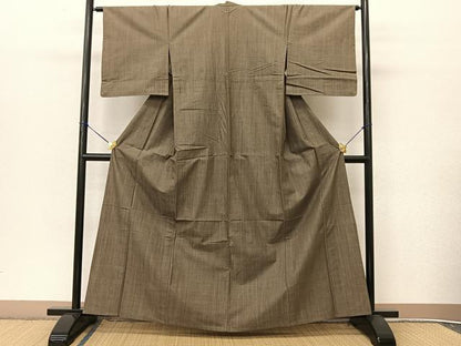 平和屋着物▽上質な色無地 単衣 くるり 生壁色 綿 逸品 未使用 BAAT9011yc