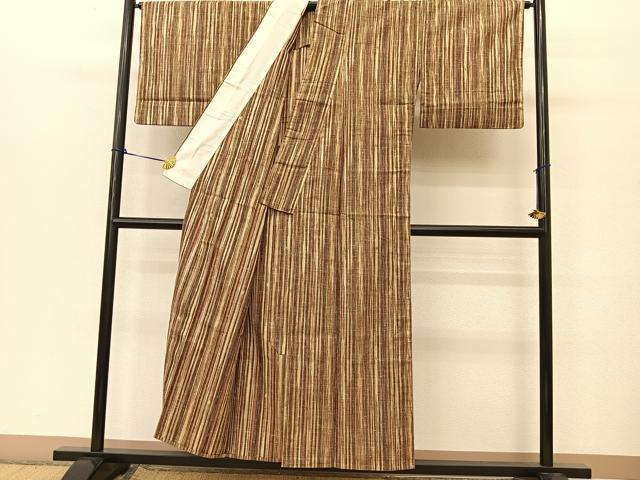 平和屋着物▽お召 単衣 間道 BAAT9023yc