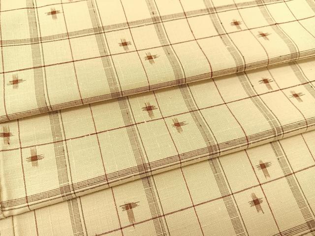 平和屋着物▽お召 単衣 格子柄 さが美扱い BAAT9025yc