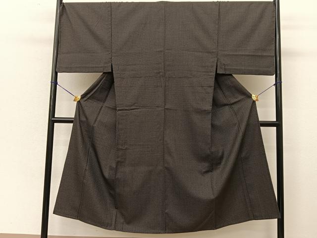 平和屋着物▽男性 お召 単衣 100亀甲 亀甲文様 正絹 逸品 BAAT9026yc