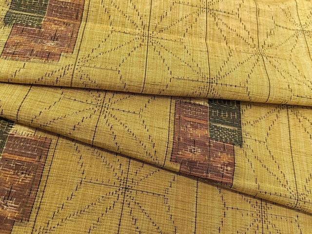 平和屋着物▽上質な紬 単衣 破れ色紙麻の葉間道 正絹 逸品 BAAT9027yc