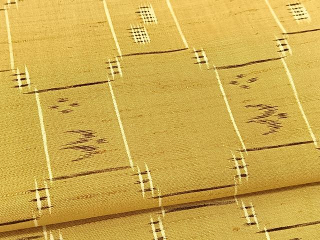平和屋着物▽上質な紬 単衣 琉球絣文様 正絹 逸品 BAAT9031yc
