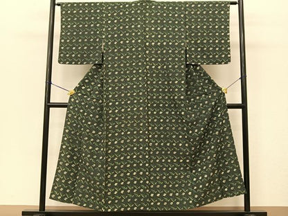 平和屋着物▽上質な小紋 単衣 草花文 正絹 逸品 BAAT9033yc