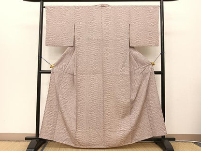 平和屋着物▽上質な小紋 単衣 入子菱文様 正絹 逸品 BAAT9040yc