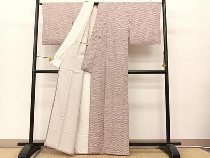 平和屋着物▽上質な小紋 単衣 入子菱文様 正絹 逸品 BAAT9040yc