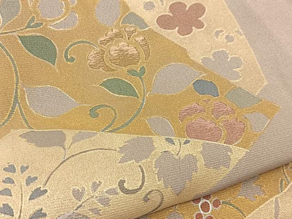平和屋着物▽訪問着 単衣 刺繍 切嵌草花文 金彩 正絹 逸品 BAAT9045yc
