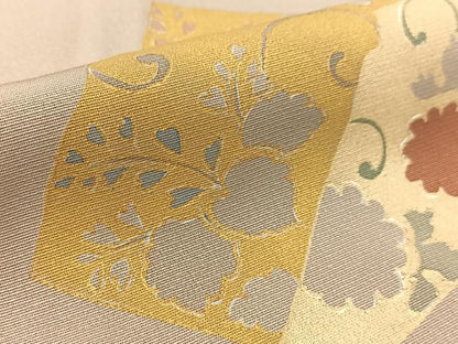 平和屋着物▽訪問着 単衣 刺繍 切嵌草花文 金彩 正絹 逸品 BAAT9045yc