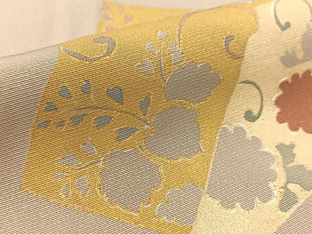 平和屋着物▽訪問着 単衣 刺繍 切嵌草花文 金彩 正絹 逸品 BAAT9045yc