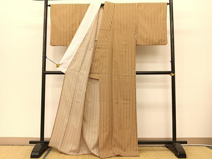 平和屋着物▽小紋　単衣　縞　洗える着物　BAAT9046yc