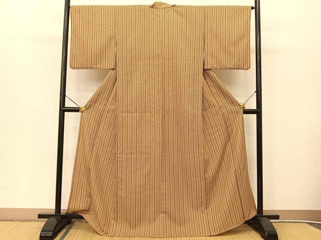 平和屋着物▽小紋　単衣　縞　洗える着物　BAAT9046yc