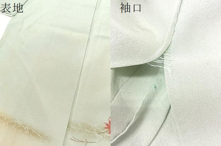 平和屋着物▽訪問着 単衣 刺繍 吹き寄せ文 暈し染め 金彩 正絹 逸品 BAAT9048yc
