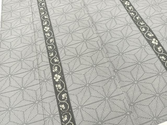 平和屋着物▽本場大島紬 単衣 麻の葉花唐草間道 正絹 逸品 BAAT9054yc