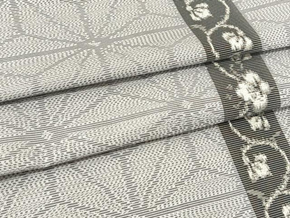 平和屋着物▽本場大島紬 単衣 麻の葉花唐草間道 正絹 逸品 BAAT9054yc