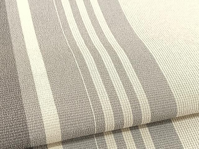 平和屋着物▽本塩沢 単衣 間道 正絹 逸品 BAAT9058yc