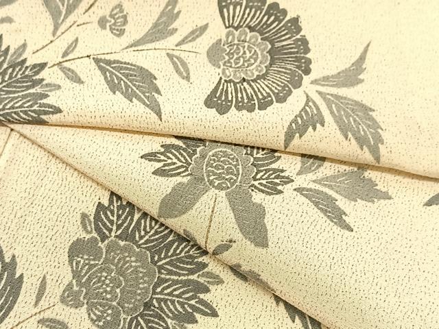 平和屋着物▽上質な小紋 単衣 更紗花文 正絹 逸品 未使用 BAAT9061yc
