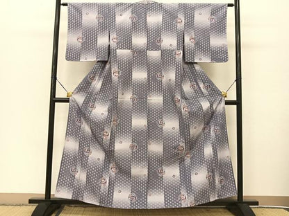 平和屋着物▽小紋 単衣 鳳凰花丸文 暈し染め 洗える着物 BAAT9062yc