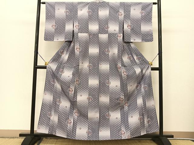 平和屋着物▽小紋 単衣 鳳凰花丸文 暈し染め 洗える着物 BAAT9062yc