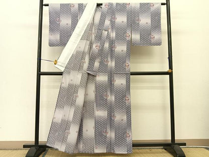 平和屋着物▽小紋 単衣 鳳凰花丸文 暈し染め 洗える着物 BAAT9062yc
