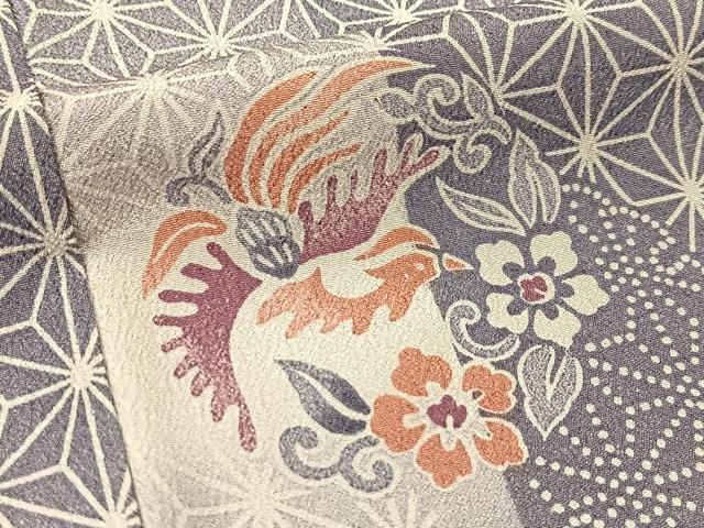 平和屋着物▽小紋 単衣 鳳凰花丸文 暈し染め 洗える着物 BAAT9062yc