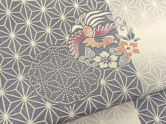 平和屋着物▽小紋 単衣 鳳凰花丸文 暈し染め 洗える着物 BAAT9062yc