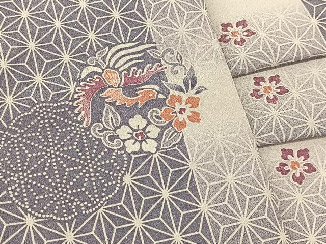 平和屋着物▽小紋 単衣 鳳凰花丸文 暈し染め 洗える着物 BAAT9062yc