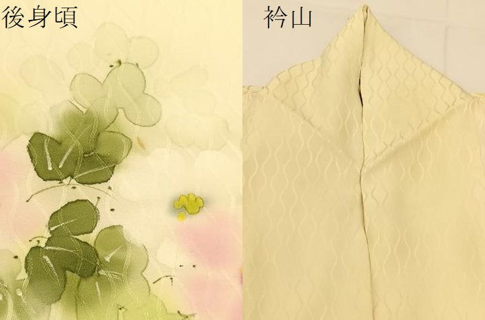 平和屋着物▽訪問着 単衣 手描き 草花文 正絹 逸品 BAAT9070yc