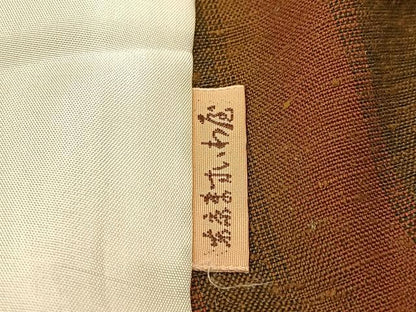 平和屋着物▽古代紬 単衣 間道 ますいわ屋扱い 証紙付き 正絹 逸品 BAAT9074yc
