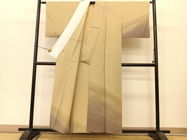 平和屋着物▽訪問着 単衣 霞文 暈し染め 正絹 逸品 BAAT9075yc