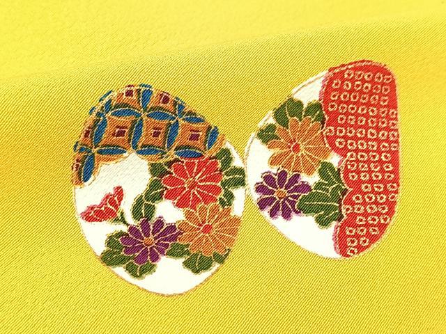 平和屋着物▽上質な小紋 単衣 貝合せ吉祥花文 金彩 正絹 逸品 BAAT9088yc