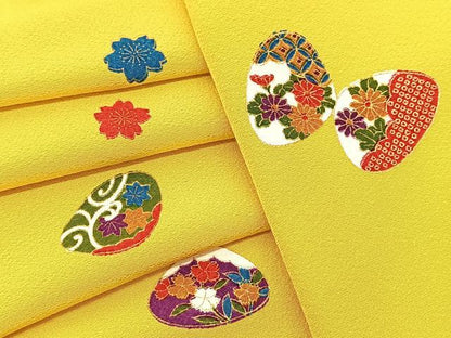 平和屋着物▽上質な小紋 単衣 貝合せ吉祥花文 金彩 正絹 逸品 BAAT9088yc