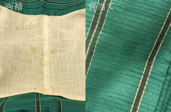 平和屋着物▽上質な紬 単衣 縞 正絹 逸品 BAAT9090yc