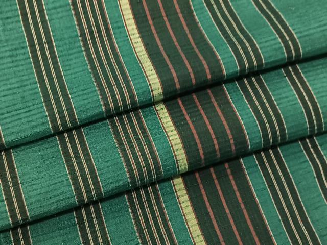 平和屋着物▽上質な紬 単衣 縞 正絹 逸品 BAAT9090yc