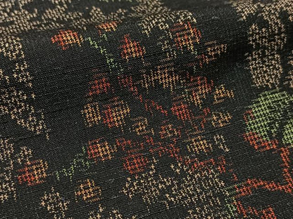 平和屋着物▽上質な紬 単衣 樹林文 正絹 逸品 BAAT9103yc