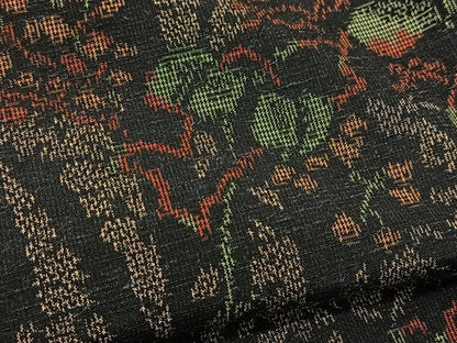 平和屋着物▽上質な紬 単衣 樹林文 正絹 逸品 BAAT9103yc