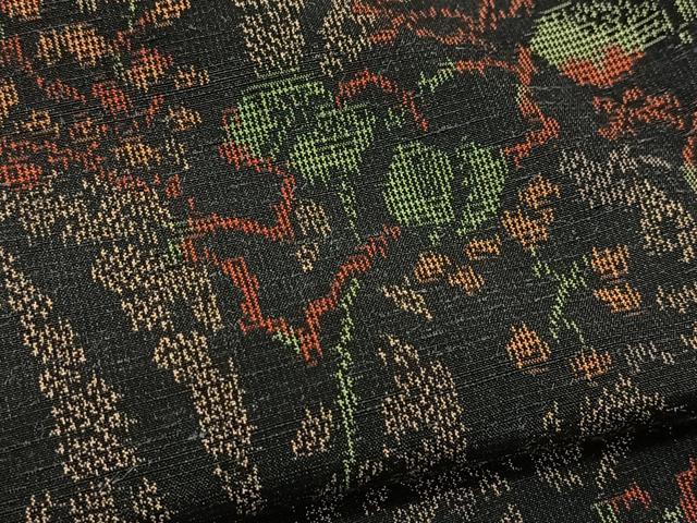 平和屋着物▽上質な紬 単衣 樹林文 正絹 逸品 BAAT9103yc