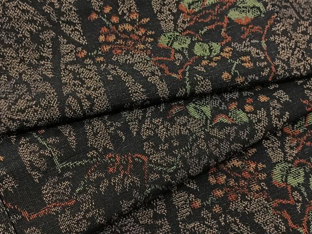 平和屋着物▽上質な紬 単衣 樹林文 正絹 逸品 BAAT9103yc
