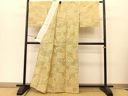 平和屋着物▽訪問着　単衣　籬吉祥文　正絹　逸品　BAAT9104yc