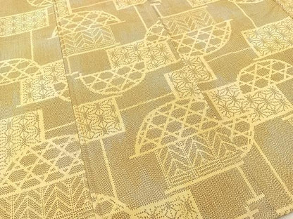 平和屋着物▽訪問着　単衣　籬吉祥文　正絹　逸品　BAAT9104yc
