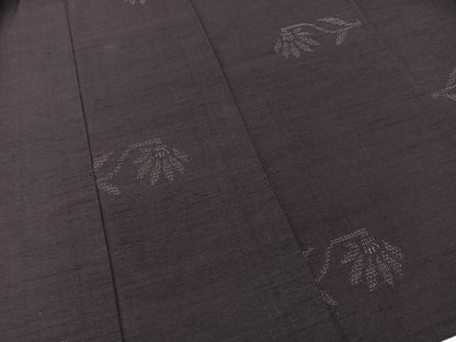平和屋着物▽結城紬 単衣 80亀甲 飛び亀甲 草花文 正絹 逸品 BAAT9107yc