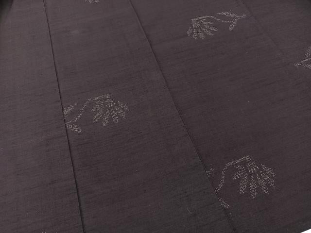 平和屋着物▽結城紬 単衣 80亀甲 飛び亀甲 草花文 正絹 逸品 BAAT9107yc