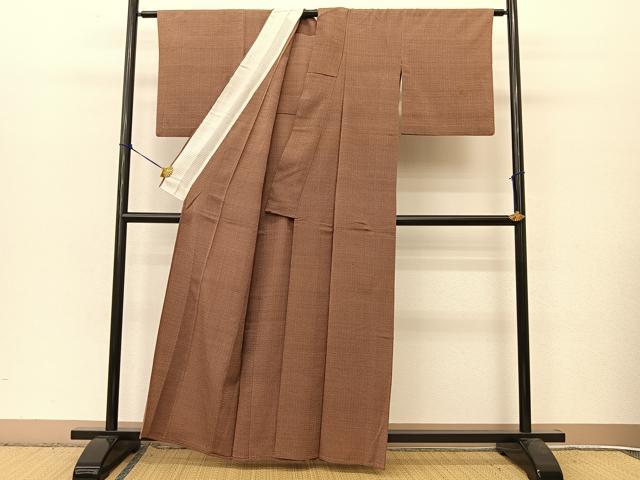 平和屋着物▽本塩沢　単衣　絣文様　正絹　逸品　BAAT9111yc